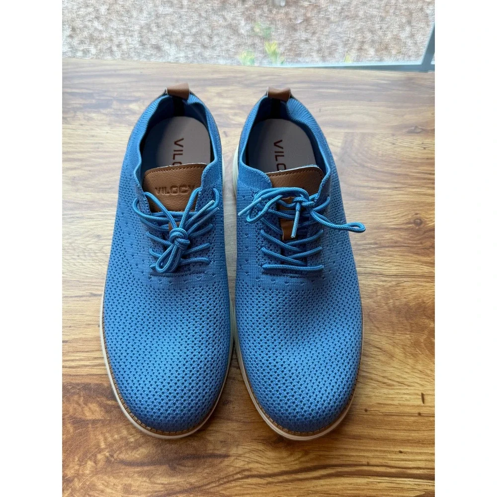 Vilocy Mens Knit Oxford Sneakers Blue Brown Mesh Dress Shoes V2201 EUR 42 US 9